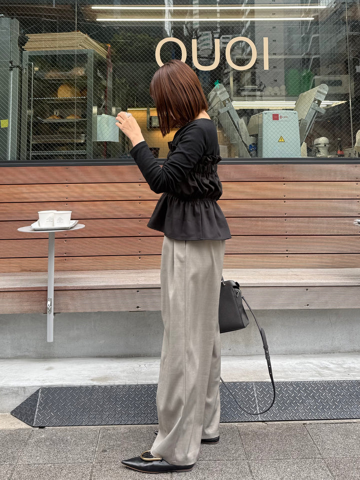 ドレープロングTシャツ / ブラック