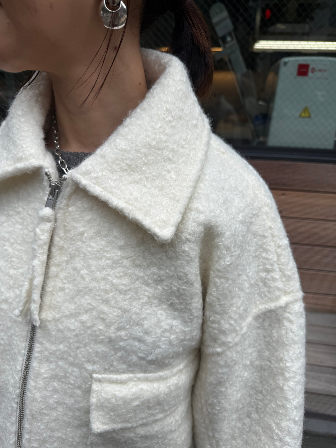 ループツイードショートジャケット / アイボリー