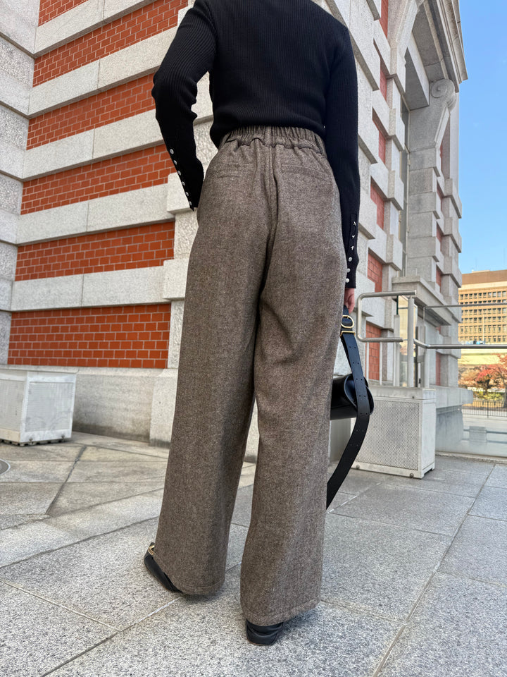 ツイードパイピングパンツ／ブラウン