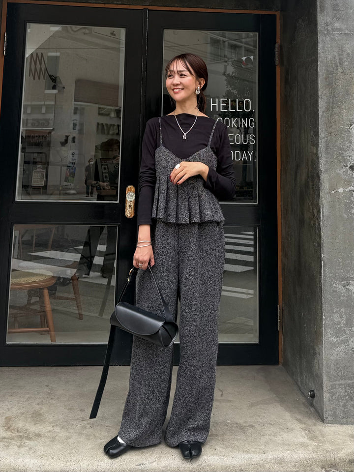 ベロアボートネックプルオーバー / ブラック