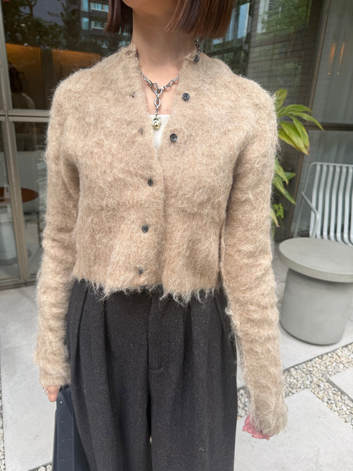 モヘアタッチクロップドカーディガン / ベージュ