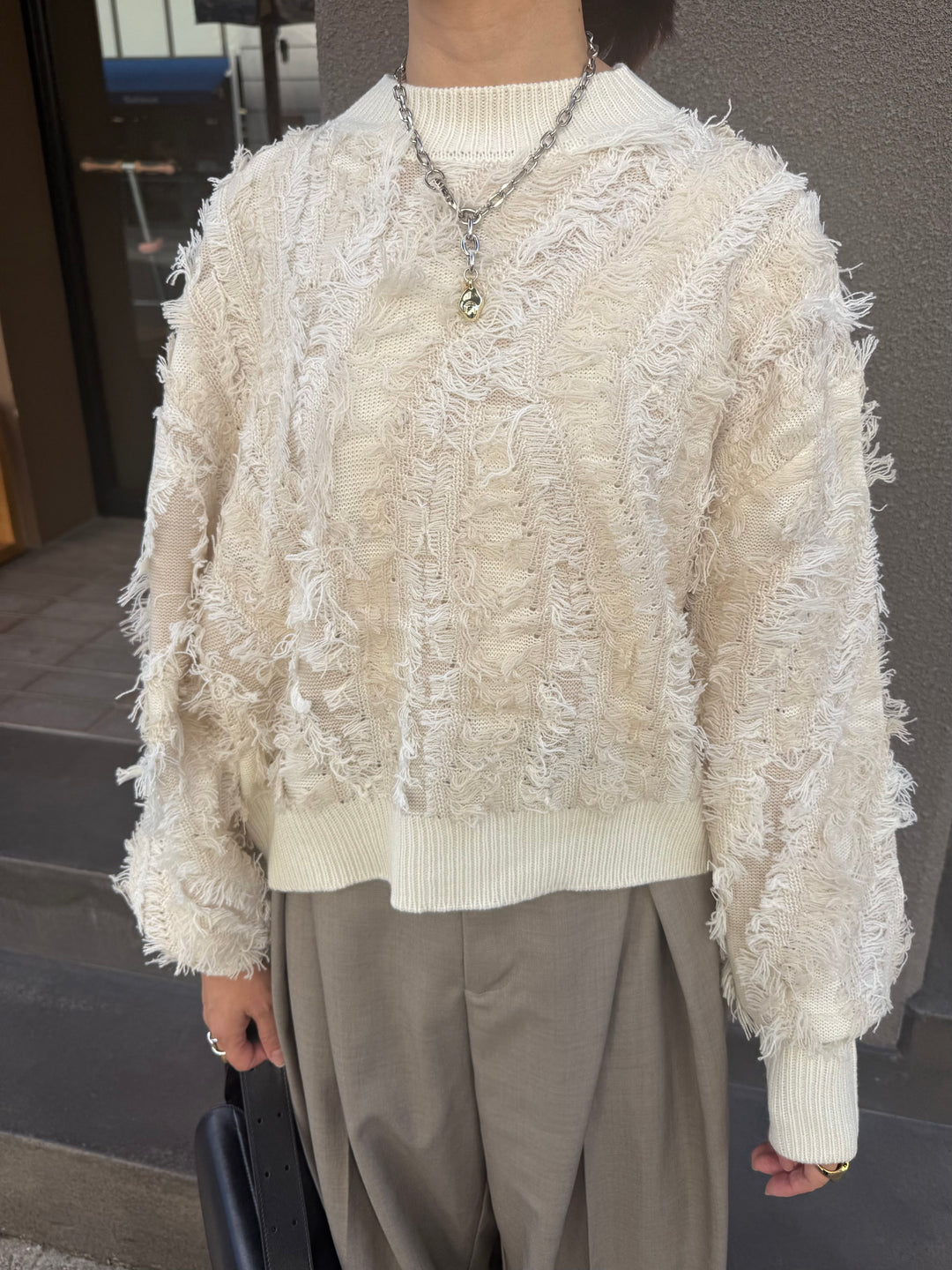 【予約】フリンジニットプルオーパー / アイボリー(11月下旬発送予定)