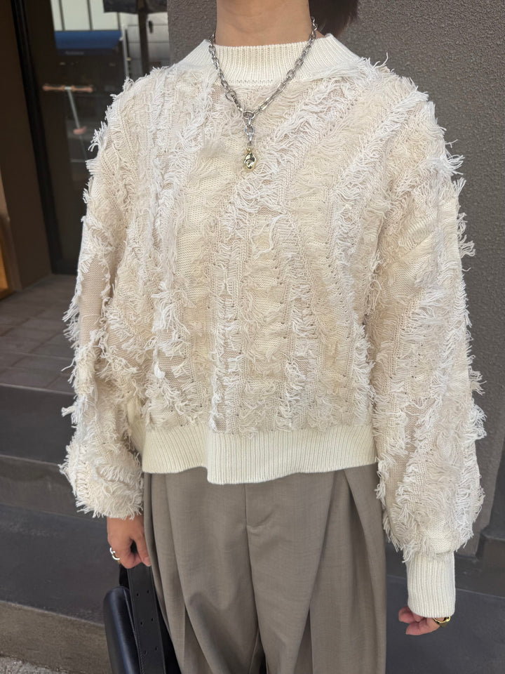 【予約】フリンジニットプルオーパー / アイボリー(11月下旬発送予定)