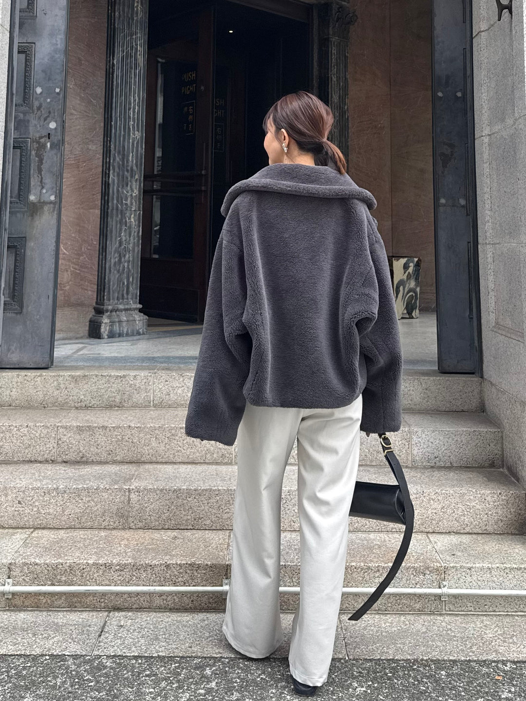 【予約】ボアショートコート / チャコールグレー(11月中旬発送予定)