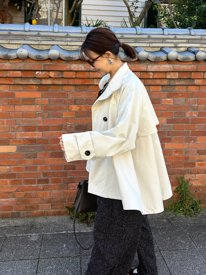 スタンドカラーミドルコート / オフホワイト