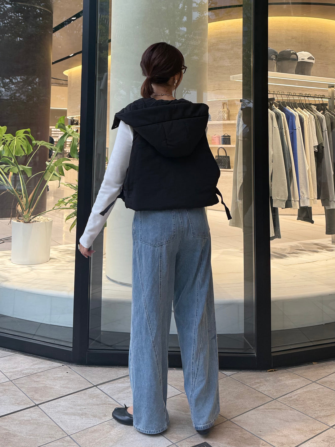 中綿フードベスト / ブラック