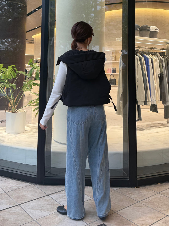 中綿フードベスト / ブラック