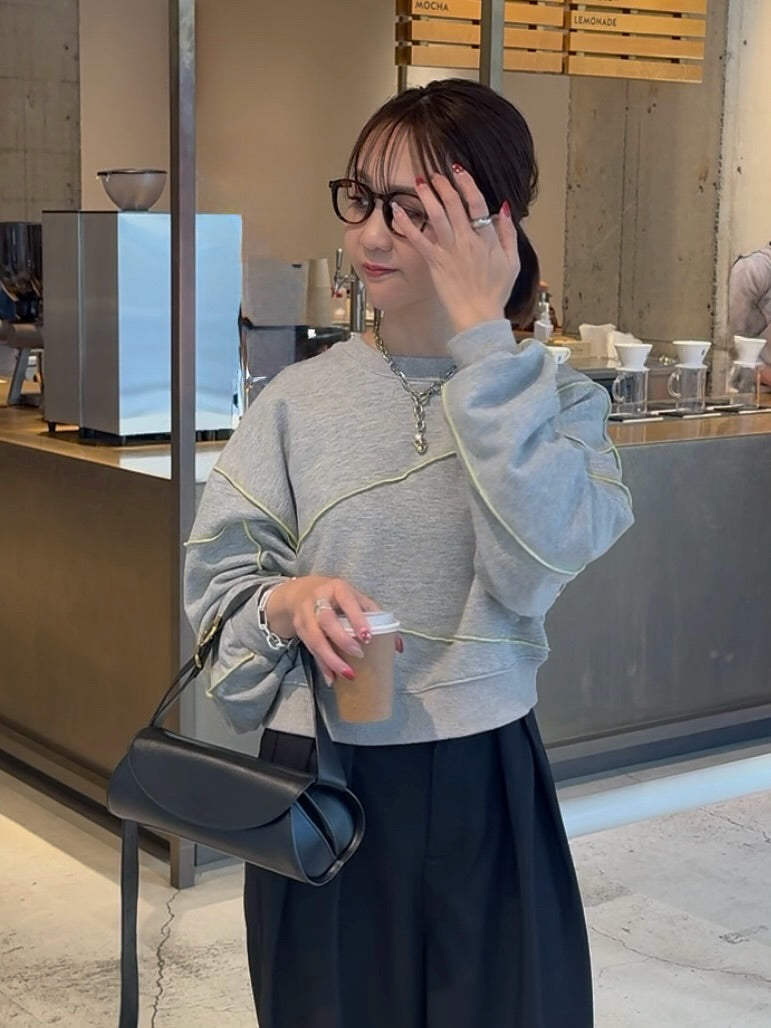 【予約】配色メロープルオーバー／グレー(2月下旬発送予定)