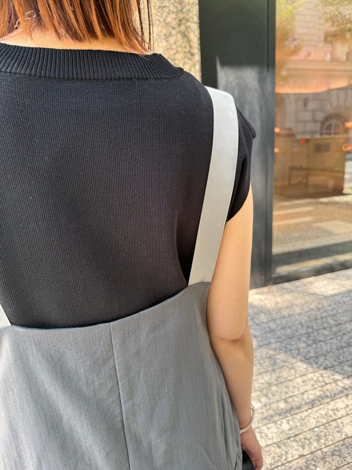 [新作300円OFF] ツータックサロペット / チャコールグレー