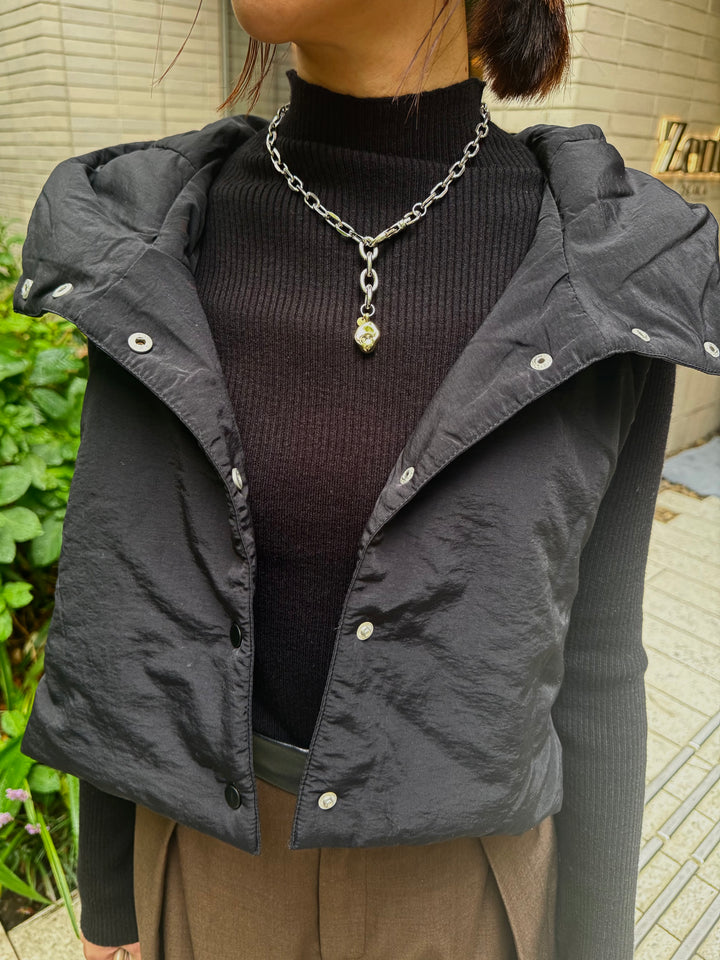 中綿フードベスト / ブラック