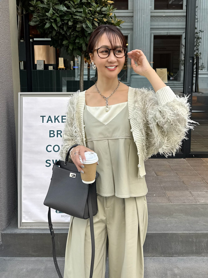 ウォッシャブルフェイクレザーキャミソール / エクリュ