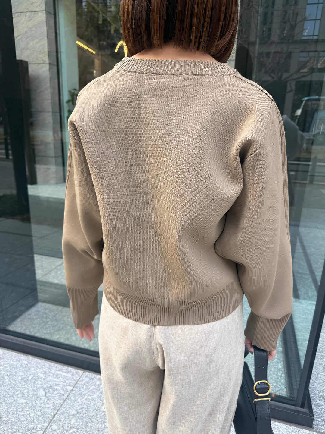 【予約】クロップド丈ダンボールニット / ベージュ(3月上旬発送予定)