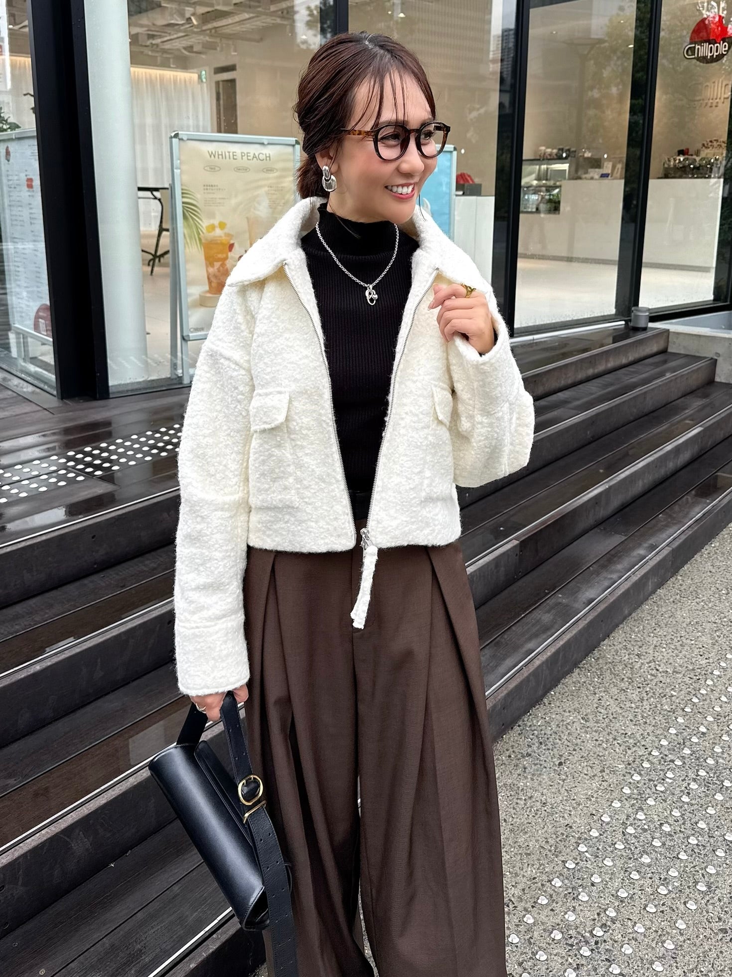 ループツイードショートジャケット / アイボリー – fosie