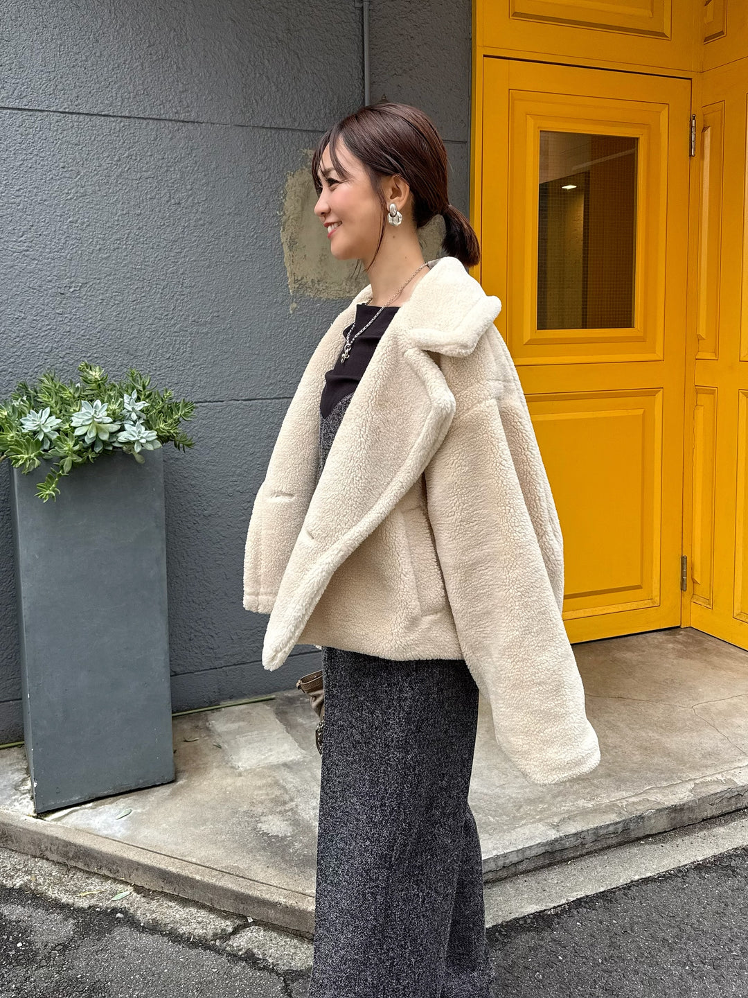 【予約】ボアショートコート / ライトベージュ(12月中旬発送予定)