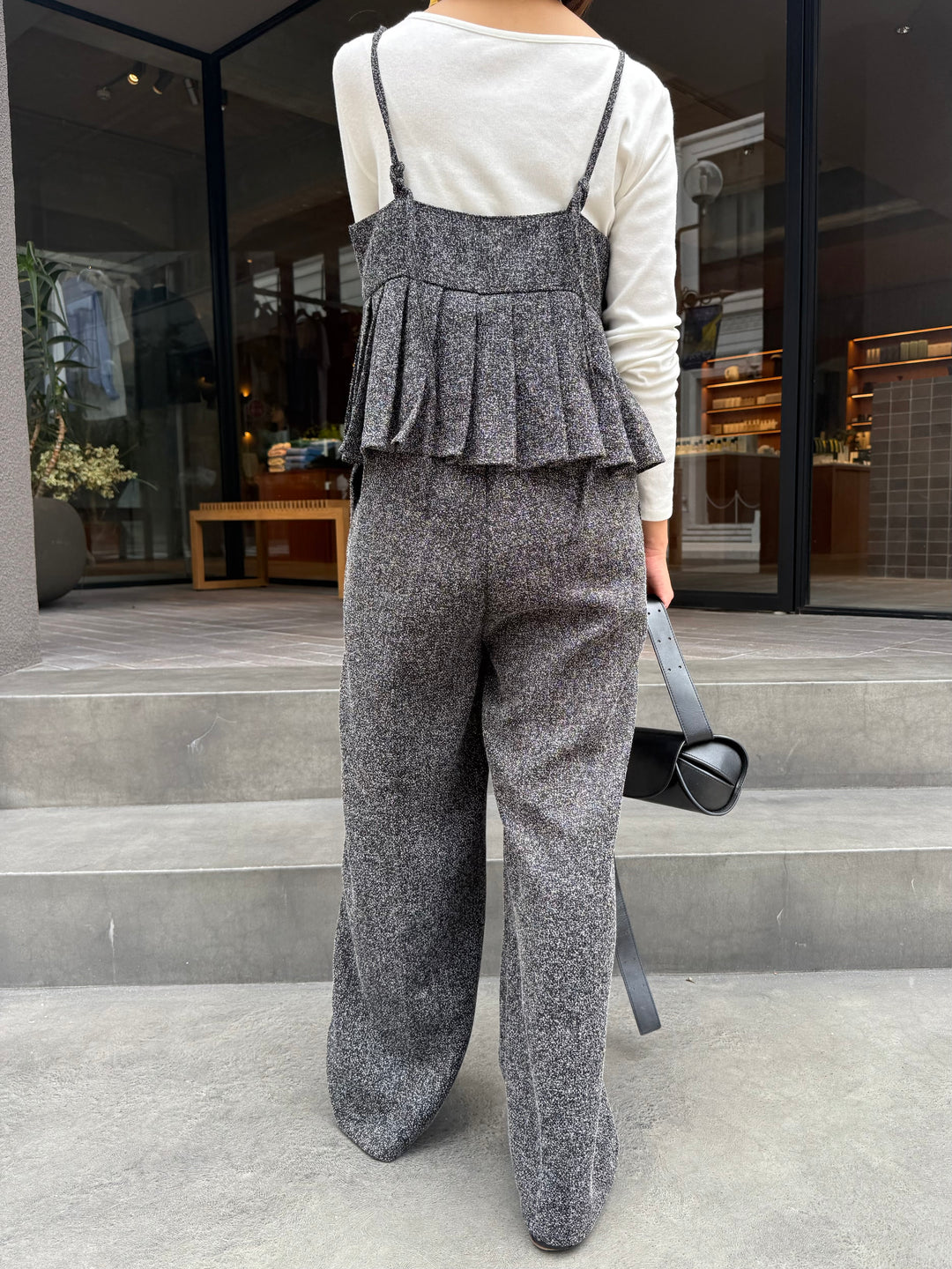 【予約】プリーツビスチェオールインワン / ブラック(11月上旬発送予定)