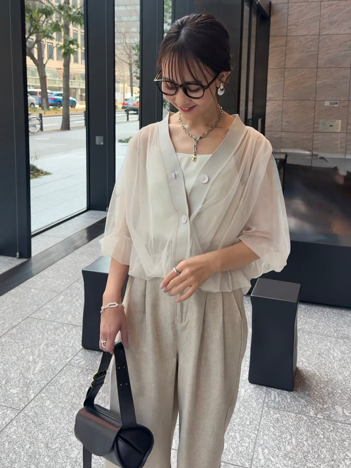 [新作300円OFF] 【予約】チュールシアーカーディガン / ベージュ(4月上旬発送予定)