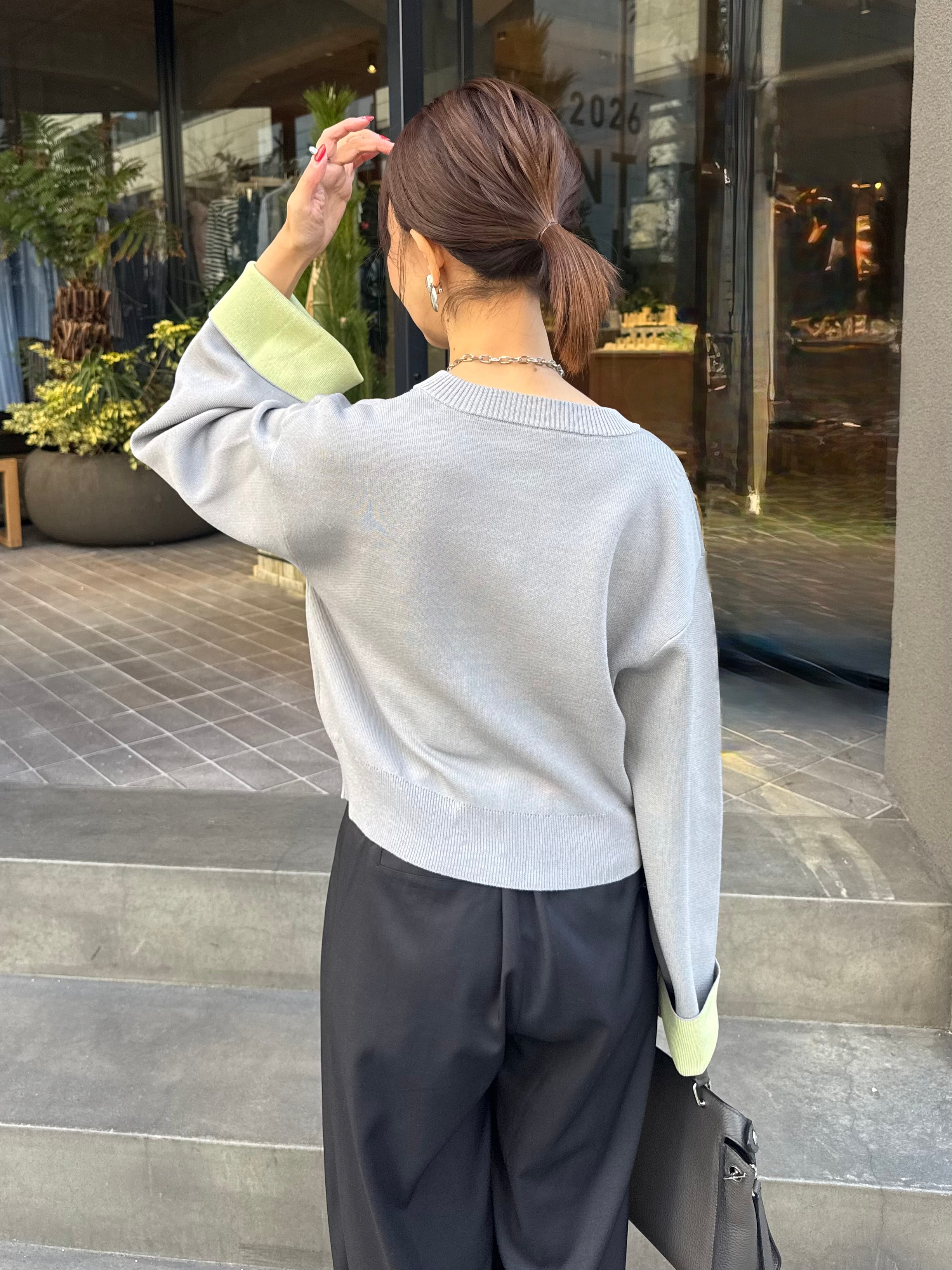 カーディガングレーでい様 CLASSY.11月号掲載/洗える】ラクーンブレンドダブルフェイス ニット