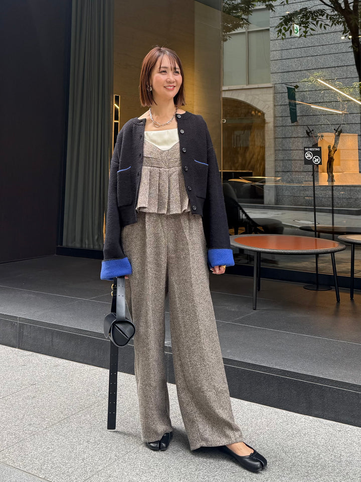 【予約】プリーツビスチェオールインワン / ブラウン(10月下旬発送予定)