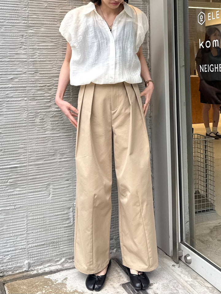 【予約】ツイルタックワイドパンツ / ベージュ(6月上旬発送予定)