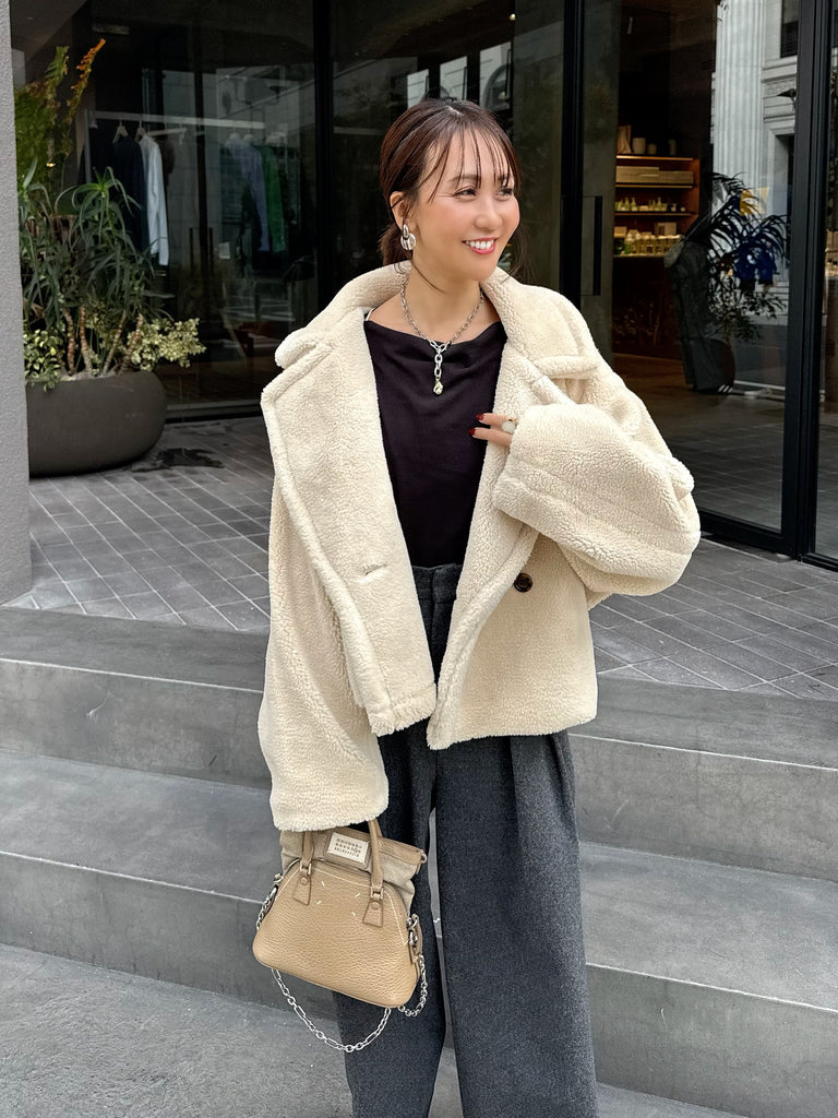 新作300円OFF] ボアショートコート / ライトベージュ – fosie