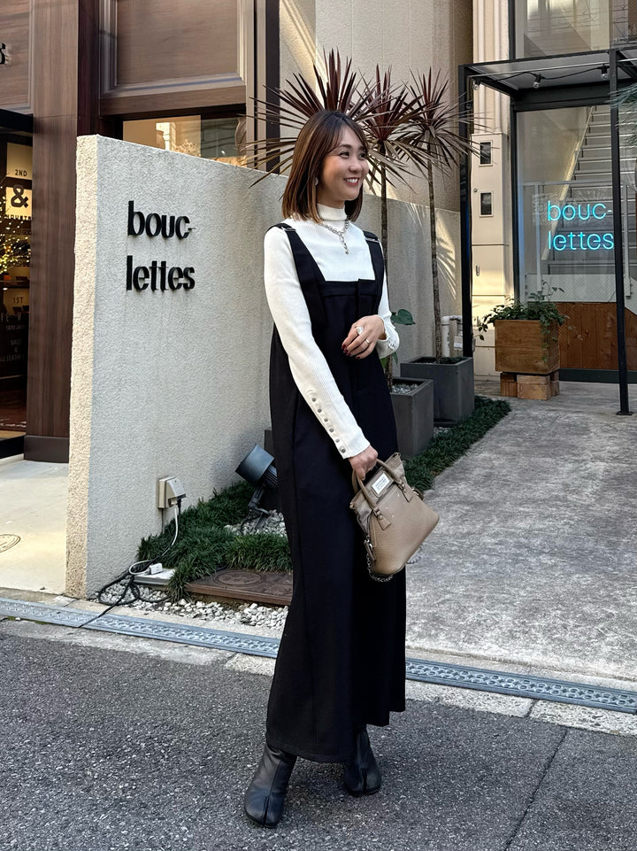 袖ボタンハイネックニット / アイボリー