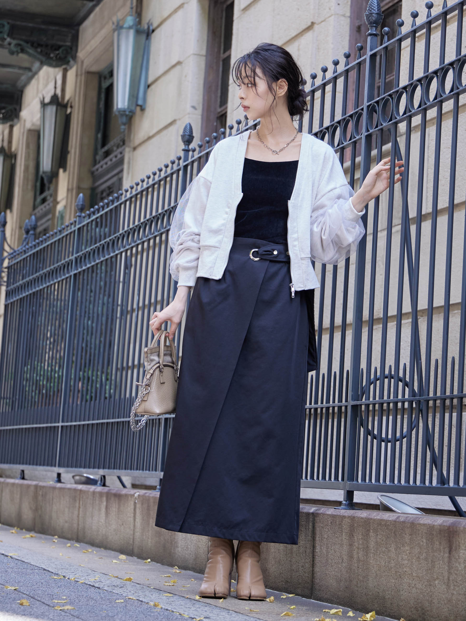 LIMI feu ブラック ロングベスト S プリーツ　変形　巻きスカート LIMI feu スカート（LIMI feu 20th Anniv. Collection]Back